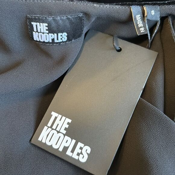 The Kooples Black Velvet Long Sleeve Wrap Style Mini Dress w Rhinestone Buttons - Picture 8 of 10